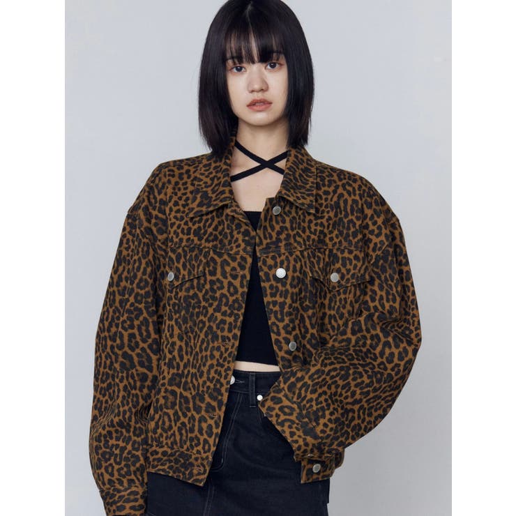 ベージュ | オーバーポケットレオパードブルゾン | EMODA