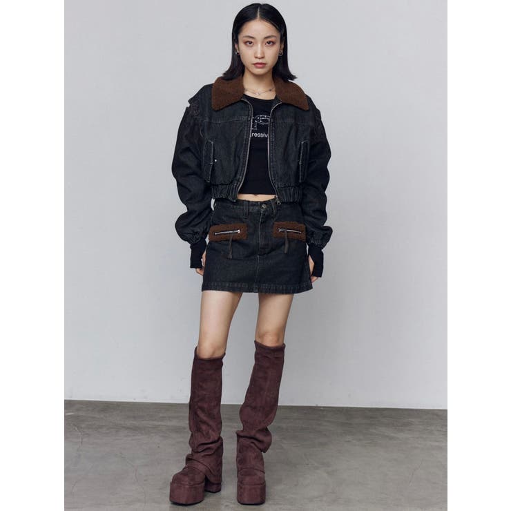 ボアカラーデニムブルゾン[品番：MKSW0066290]｜EMODA（エモダ