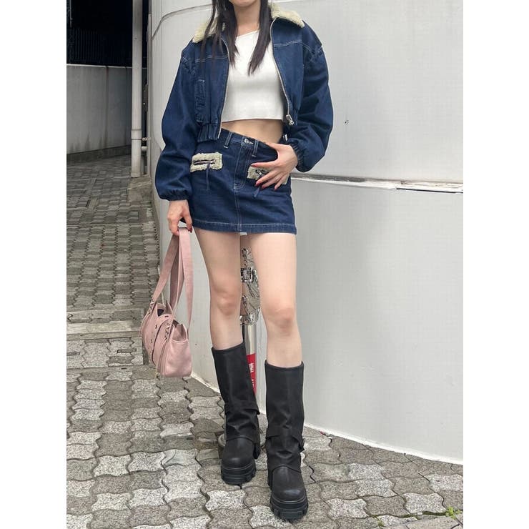 ボアカラーデニムブルゾン | EMODA | 詳細画像3 