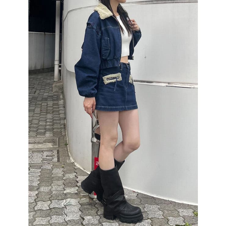 ボアカラーデニムブルゾン | EMODA | 詳細画像4 