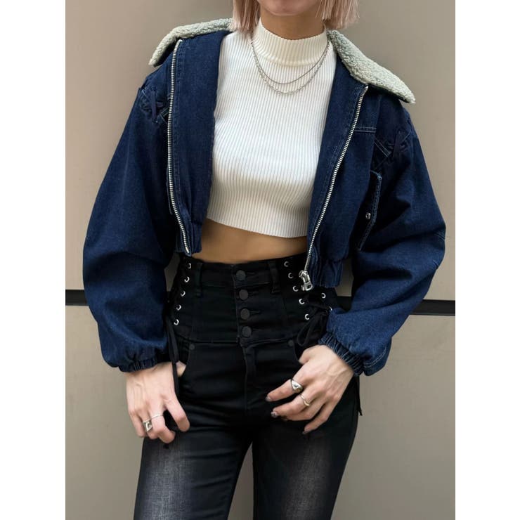 ボアカラーデニムブルゾン | EMODA | 詳細画像8 