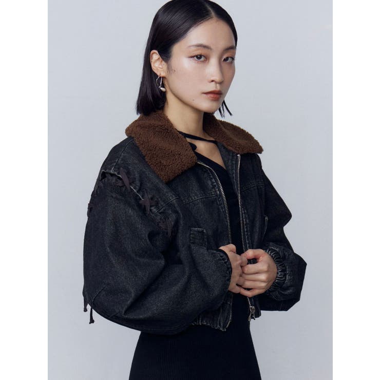 ボアカラーデニムブルゾン[品番：MKSW0066290]｜EMODA（エモダ）の