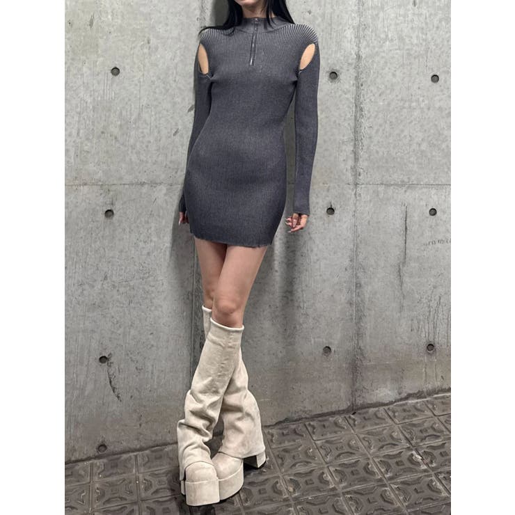 オープンリブジップニットワンピース | EMODA | 詳細画像3 