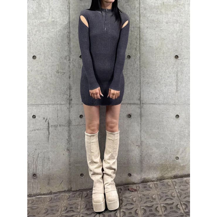 オープンリブジップニットワンピース | EMODA | 詳細画像5 