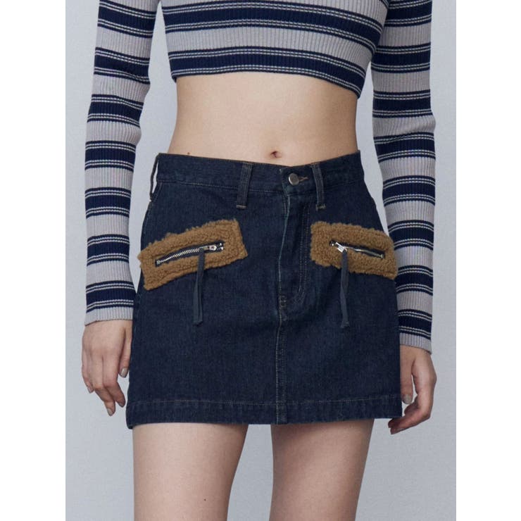 インディゴ | ボアポケットミニスカート | EMODA