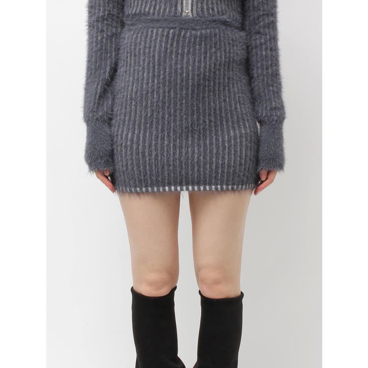 ネイビー | シャギープレーティングポケットスカート | EMODA