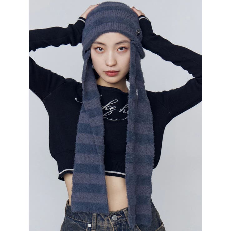 ストライプシャギー2WAYビーニー | EMODA | 詳細画像1 