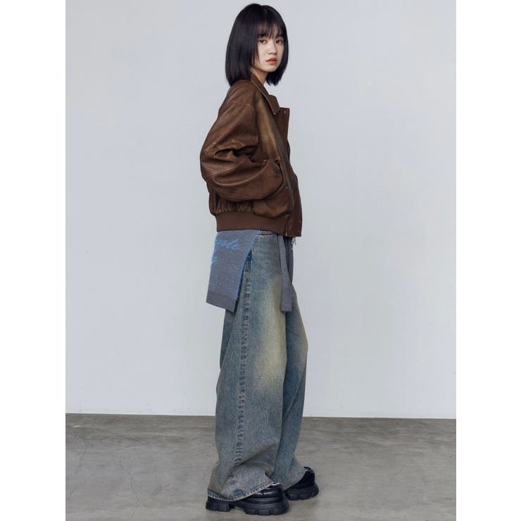 アートステッチワイドルーズジーンズ[品番：MKSW0065829]｜EMODA