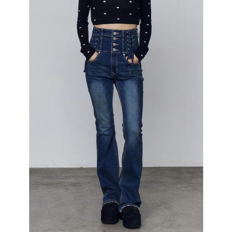 スリーレスアップハイウエストフレアパギンス | EMODA | 詳細画像11 