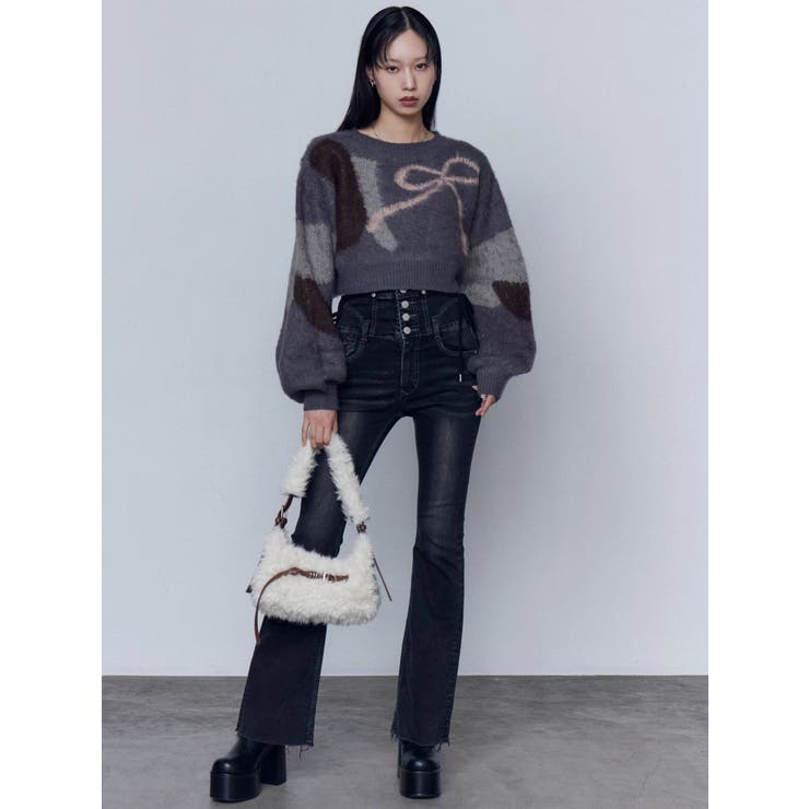 リボンハイウエストフレアパギンス | EMODA | 詳細画像15 