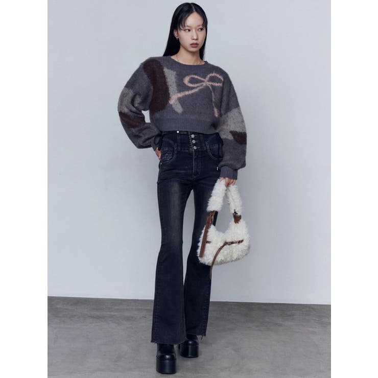 リボンハイウエストフレアパギンス | EMODA | 詳細画像16 