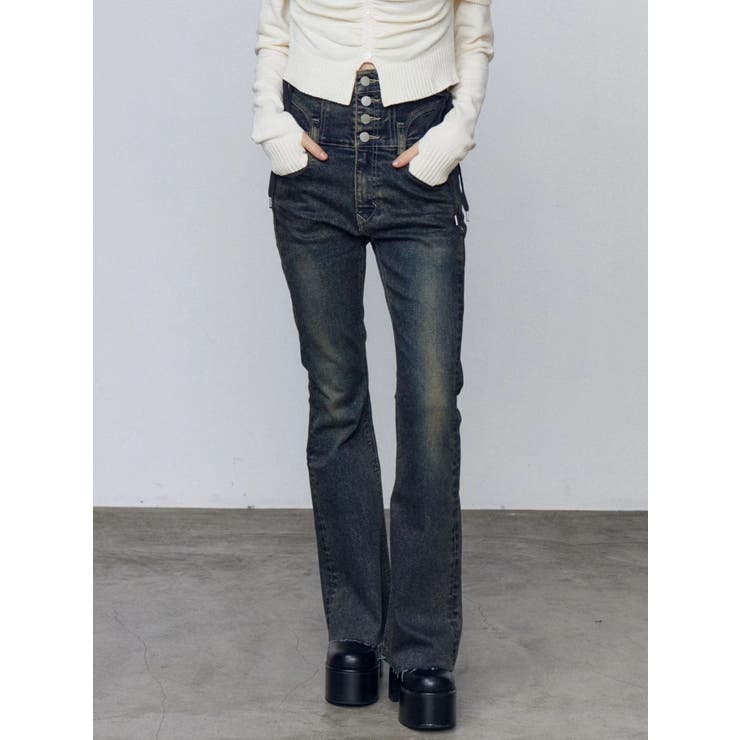 リボンハイウエストフレアパギンス | EMODA | 詳細画像2 