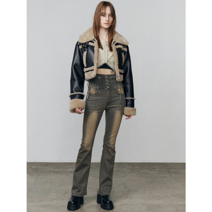 リボンハイウエストフレアパギンス | EMODA | 詳細画像23 