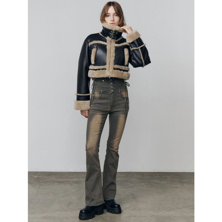 リボンハイウエストフレアパギンス | EMODA | 詳細画像24 