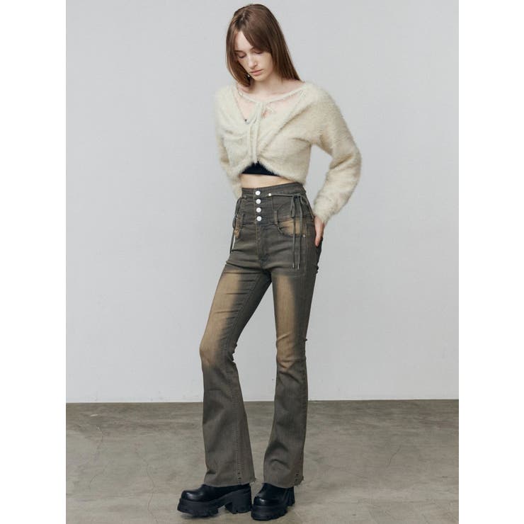 リボンハイウエストフレアパギンス | EMODA | 詳細画像25 