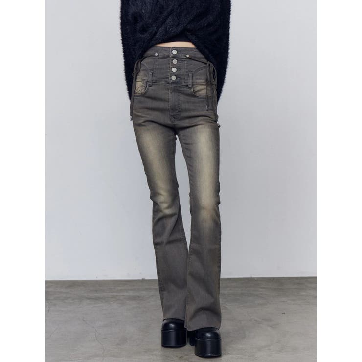 リボンハイウエストフレアパギンス | EMODA | 詳細画像28 