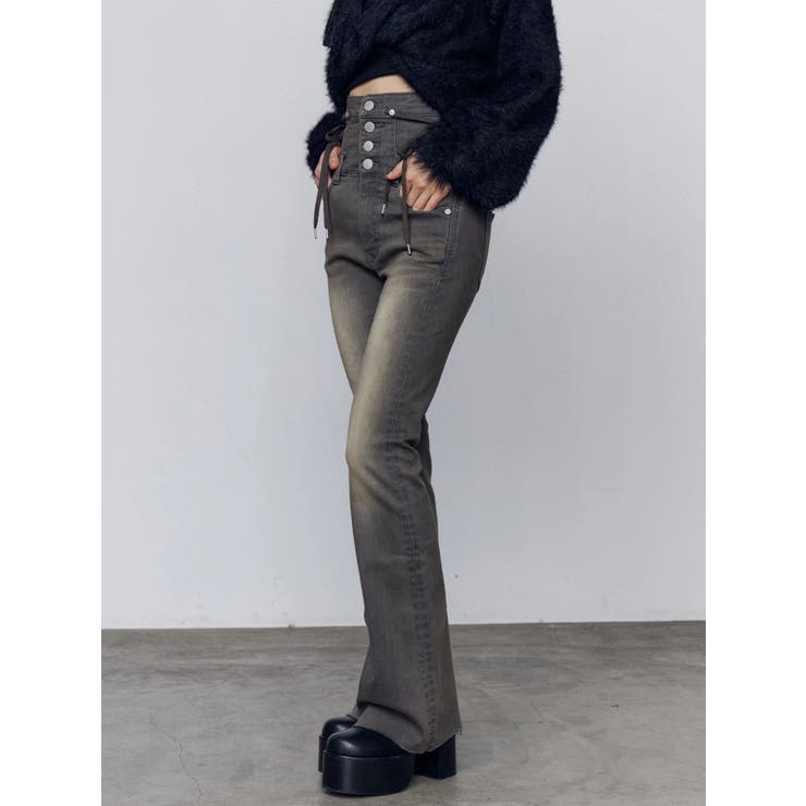 リボンハイウエストフレアパギンス | EMODA | 詳細画像3 