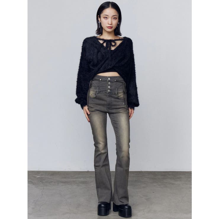 リボンハイウエストフレアパギンス | EMODA | 詳細画像31 