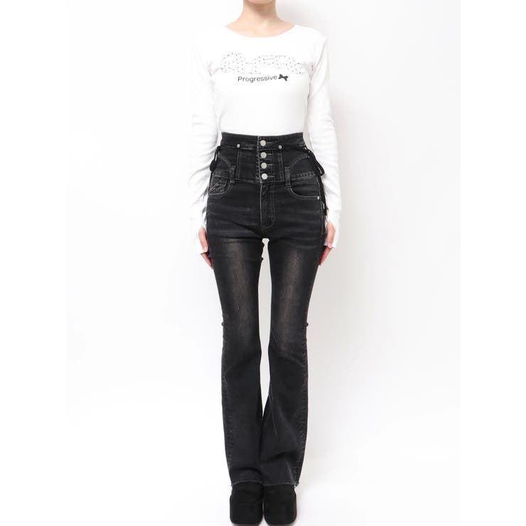 リボンハイウエストフレアパギンス | EMODA | 詳細画像45 