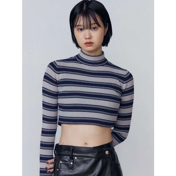 グレー | ハイネッククロップニット | EMODA