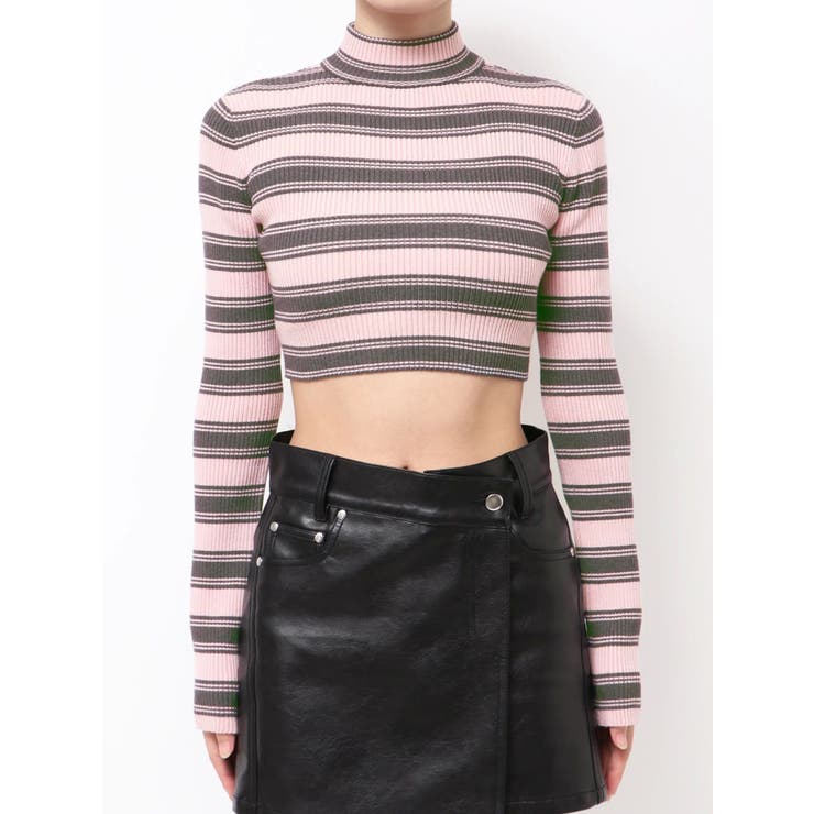 ピンク | ハイネッククロップニット | EMODA