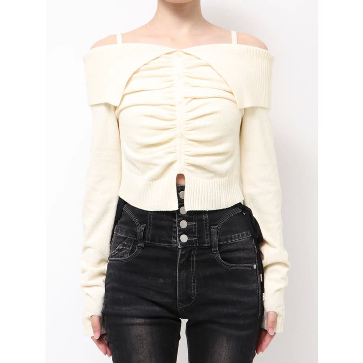 FRONT BUTTON OFF SHOULDER KNIT | EMODA | 詳細画像11 