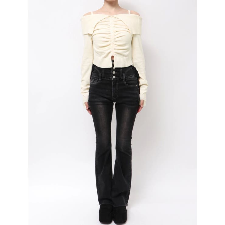 FRONT BUTTON OFF SHOULDER KNIT | EMODA | 詳細画像18 