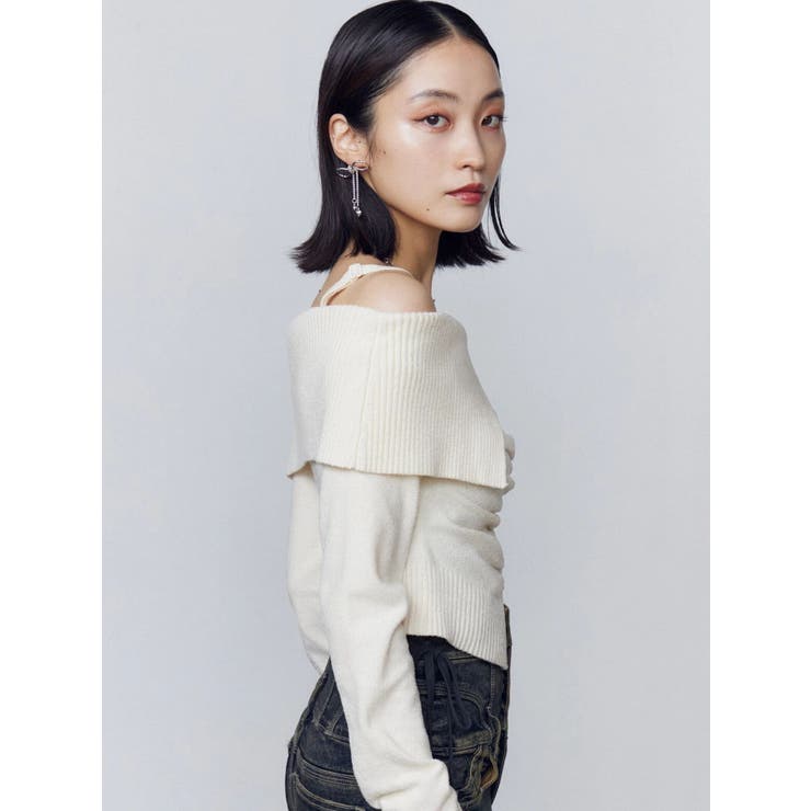 FRONT BUTTON OFF SHOULDER KNIT | EMODA | 詳細画像3 
