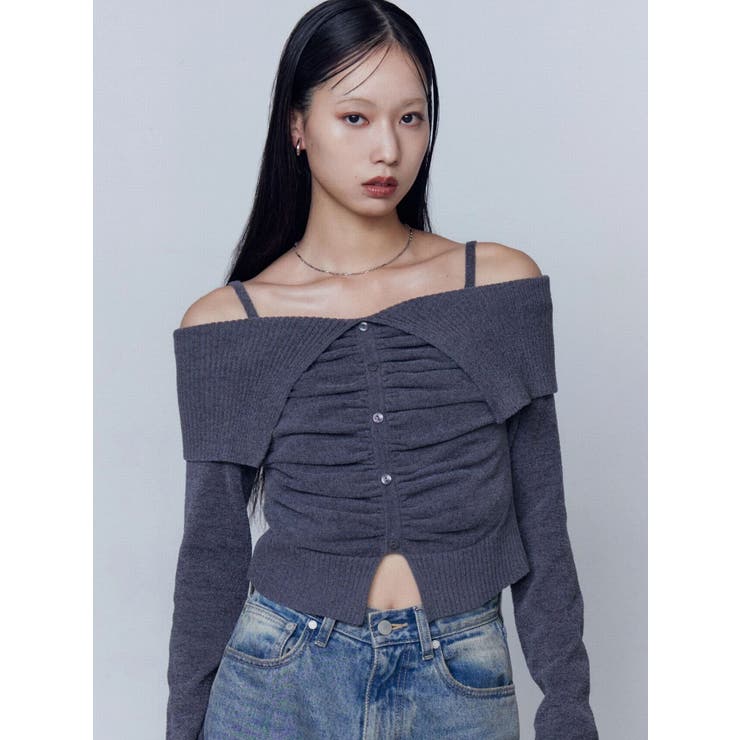 FRONT BUTTON OFF SHOULDER KNIT | EMODA | 詳細画像7 