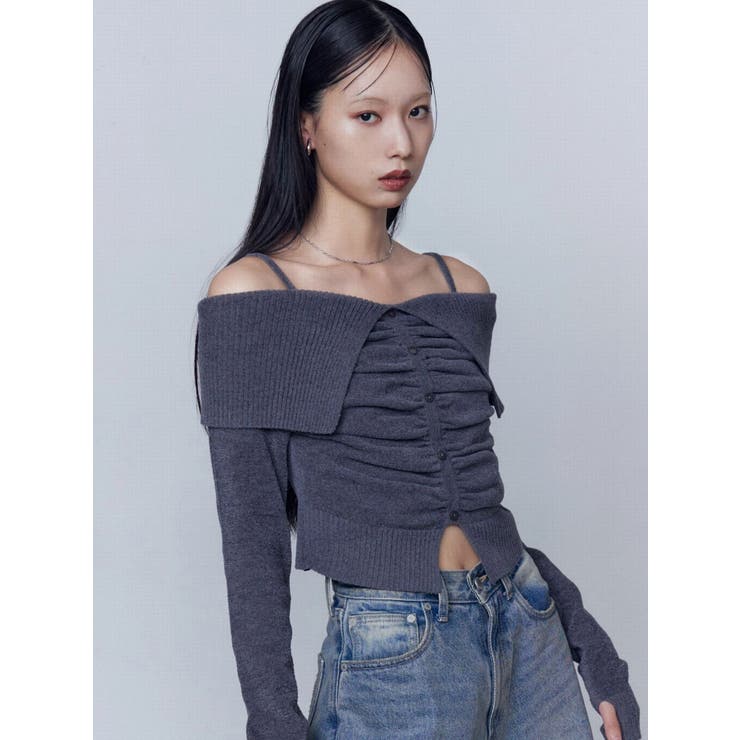 FRONT BUTTON OFF SHOULDER KNIT | EMODA | 詳細画像8 