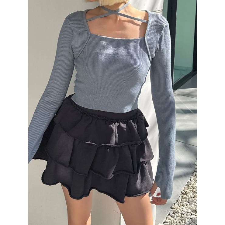 ブルー | レイヤーコンパクトチョーカーニット | EMODA