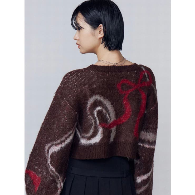 リボンラインショートニット | EMODA | 詳細画像12 