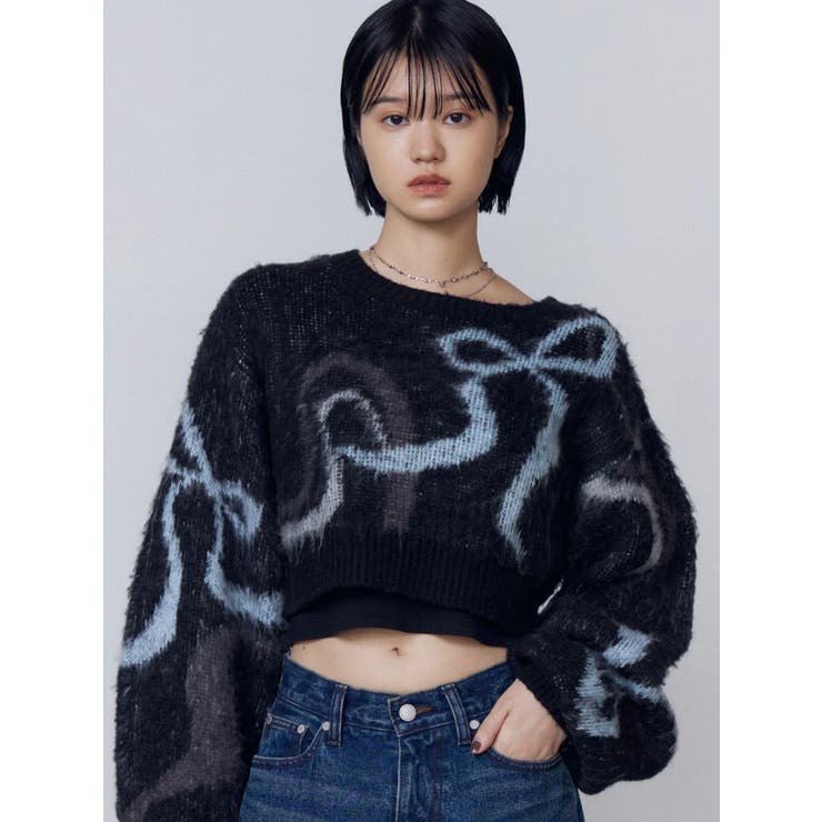 リボンラインショートニット | EMODA | 詳細画像21 