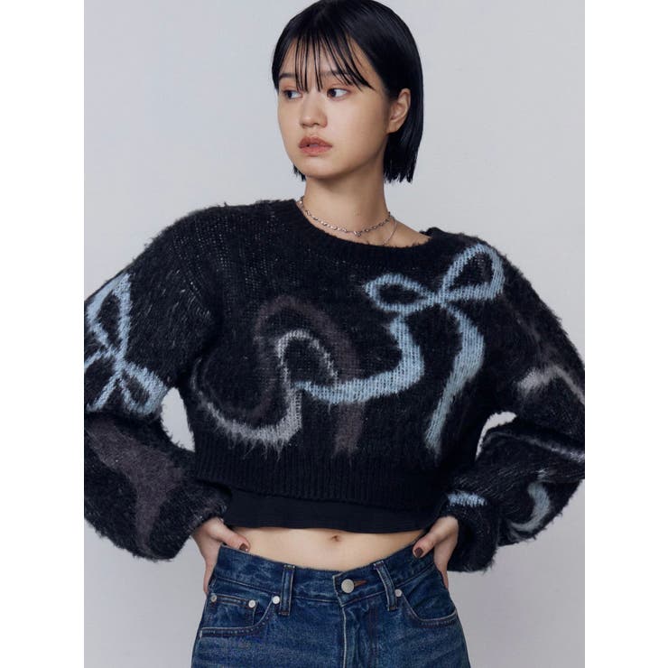 ⭐️試着のみ⭐️25SS LVプリーツカラー モノグラム リボン付 ニットトップ黒M ⭐️試着のみ⭐️25SS LVプリーツカラー モノグラム リボン付 ニット