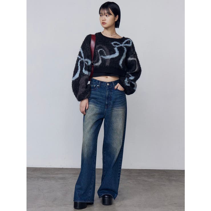 リボンラインショートニット | EMODA | 詳細画像23 