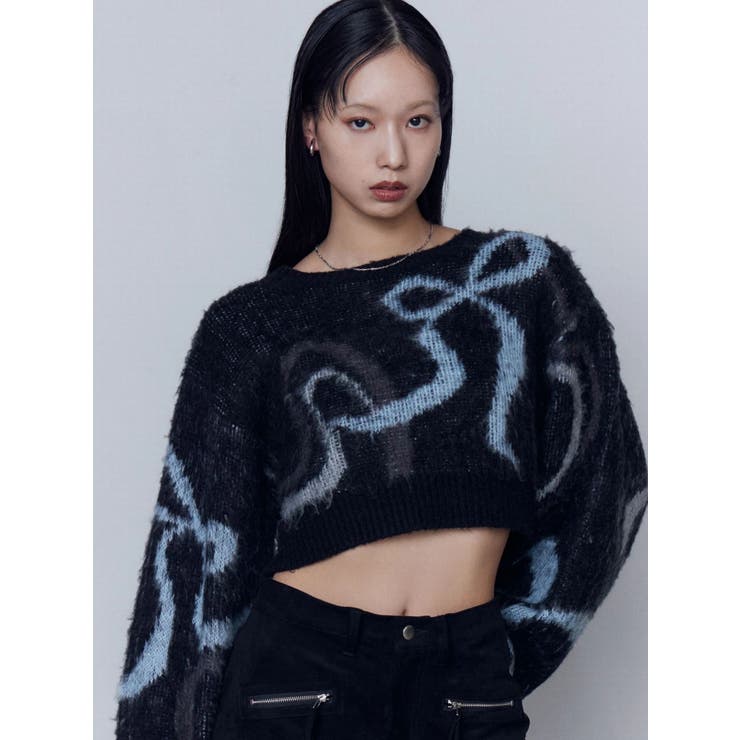 リボンラインショートニット | EMODA | 詳細画像25 