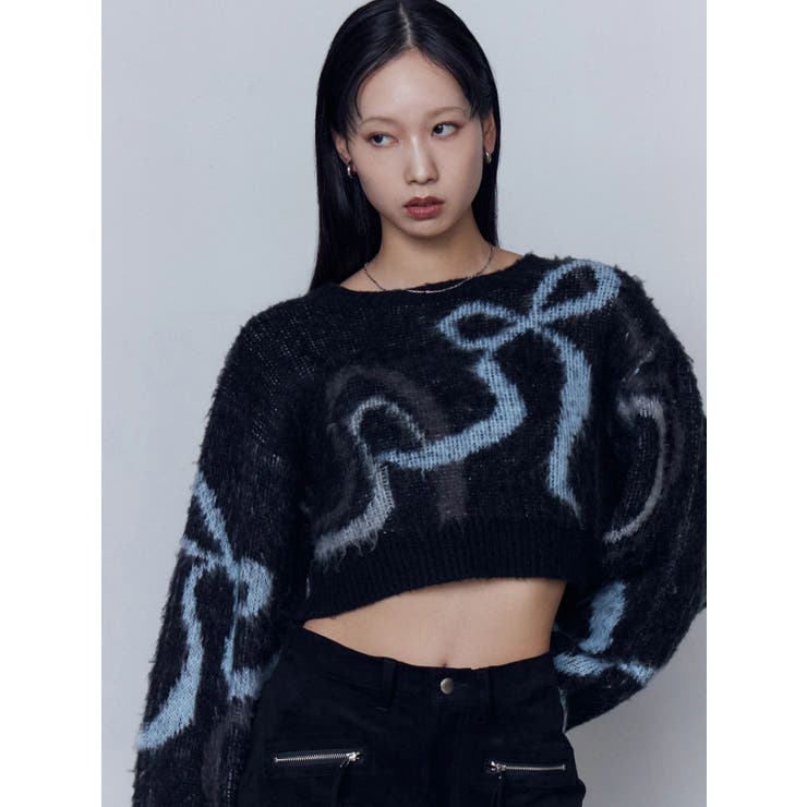 リボンラインショートニット | EMODA | 詳細画像26 