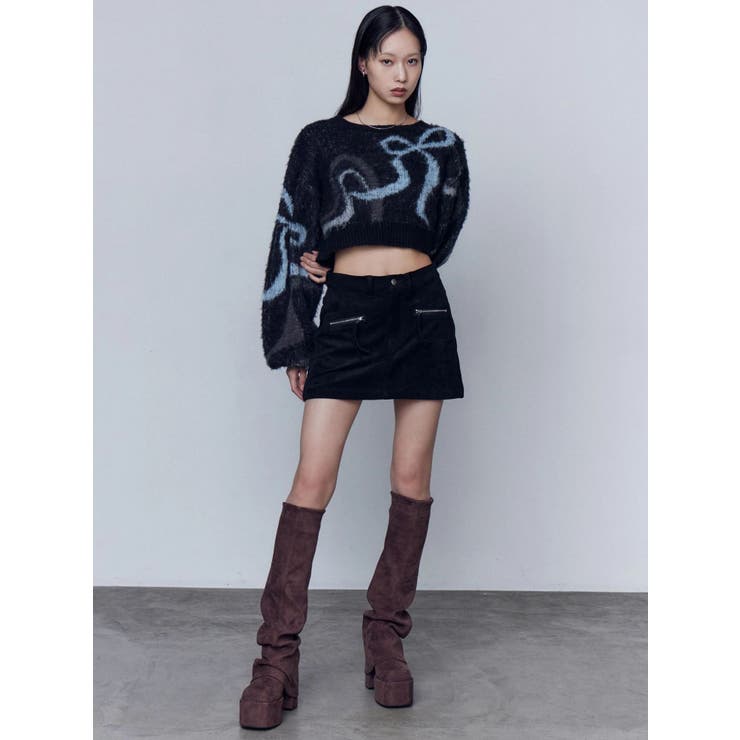 リボンラインショートニット | EMODA | 詳細画像28 