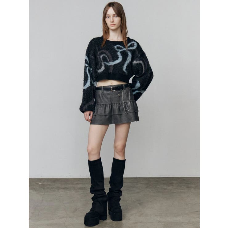 リボンラインショートニット | EMODA | 詳細画像30 