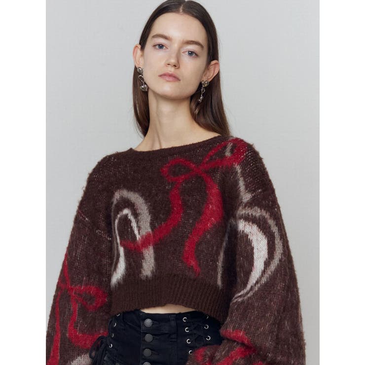 リボンラインショートニット | EMODA | 詳細画像31 