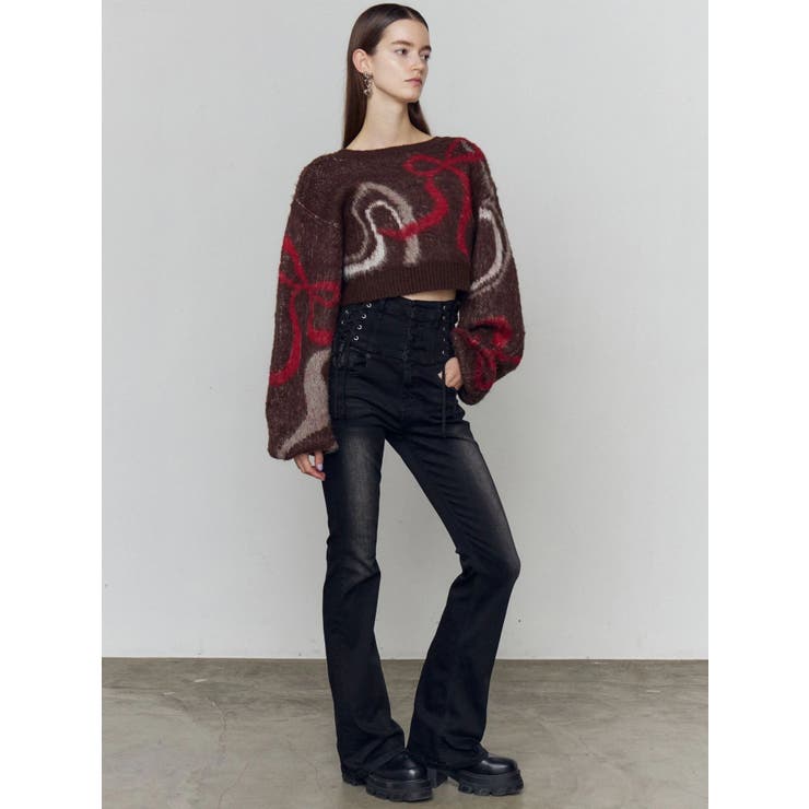 リボンラインショートニット | EMODA | 詳細画像32 