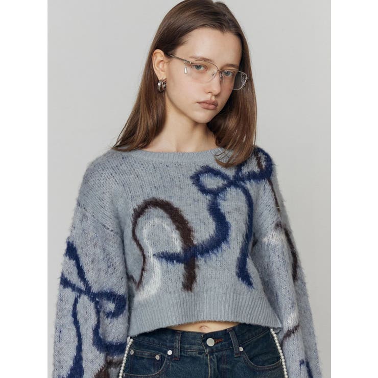 リボンラインショートニット | EMODA | 詳細画像4 