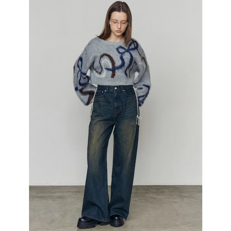 リボンラインショートニット | EMODA | 詳細画像5 