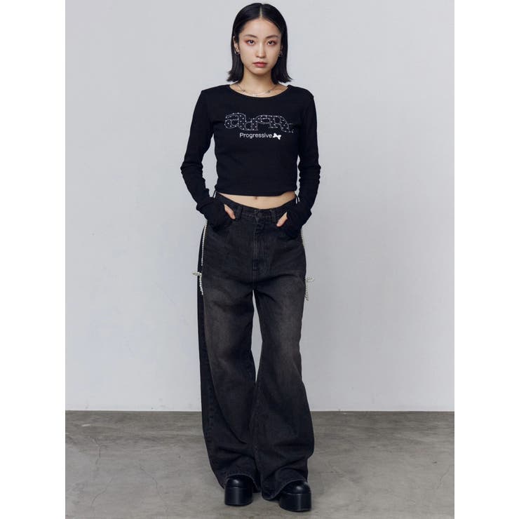 ロゴパッチクロップロングスリーブTシャツ | EMODA | 詳細画像7 