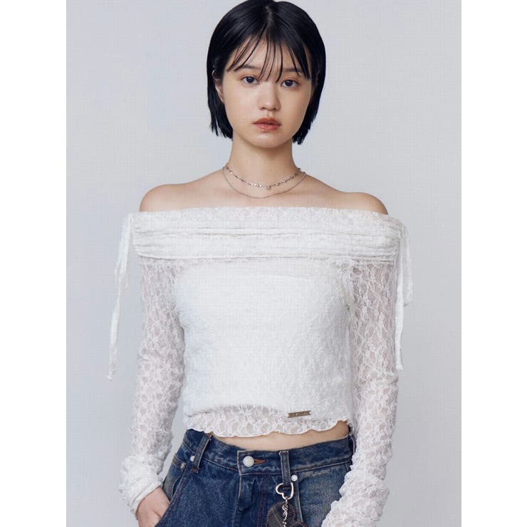 レースオフショルダートップ | EMODA | 詳細画像20 