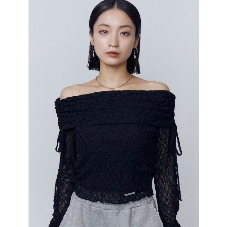 レースオフショルダートップ | EMODA | 詳細画像25 