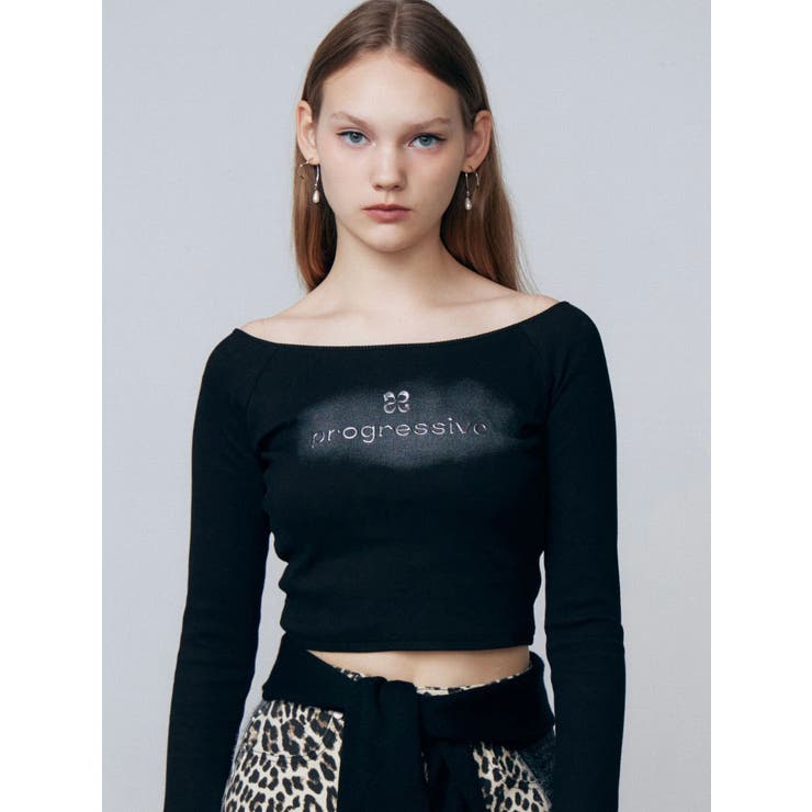 ロゴクロップドロングスリーブTシャツ | EMODA | 詳細画像24 