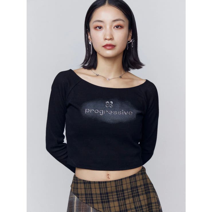 ロゴクロップドロングスリーブTシャツ | EMODA | 詳細画像26 