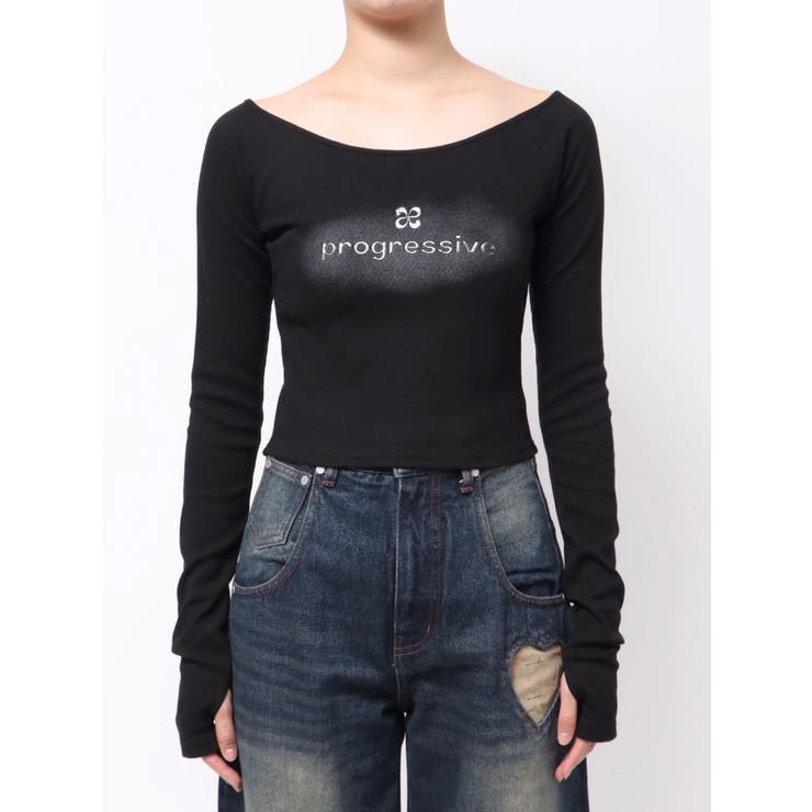 ロゴクロップドロングスリーブTシャツ | EMODA | 詳細画像32 