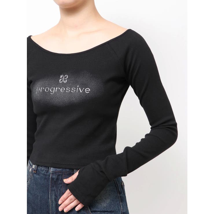 ロゴクロップドロングスリーブTシャツ | EMODA | 詳細画像36 